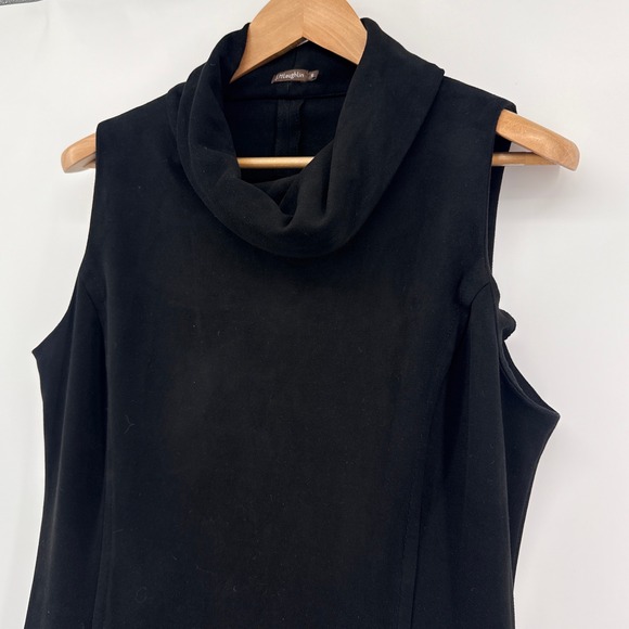 J. McLaughlin Camino Faux Suede Sheath Black Sleeveless Cowl Neck Dress‎ XL - Picture 3 of 9